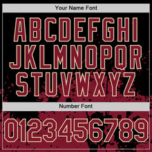 Laden Sie das Bild in den Galerie-Viewer, Custom Black Crimson-Cream Abstract Splatter Grunge Authentic Baseball Jersey