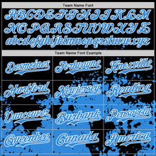 Load image into Gallery viewer, Custom Black Powder Blue-White Abstract Splatter Grunge Authentic Baseball Jersey