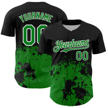 Load image into Gallery viewer, Custom Black Grass Green-White Abstract Splatter Grunge Authentic Baseball Jersey