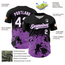 Laden Sie das Bild in den Galerie-Viewer, Custom Black White-Medium Purple Abstract Splatter Grunge Authentic Baseball Jersey