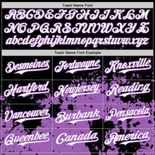Laden Sie das Bild in den Galerie-Viewer, Custom Black White-Medium Purple Abstract Splatter Grunge Authentic Baseball Jersey
