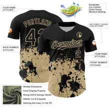 Charger l'image dans la galerie, Custom Black Vegas Gold Abstract Splatter Grunge Authentic Baseball Jersey