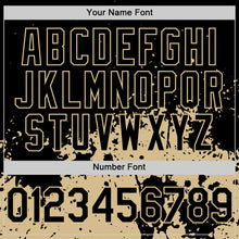 Charger l'image dans la galerie, Custom Black Vegas Gold Abstract Splatter Grunge Authentic Baseball Jersey