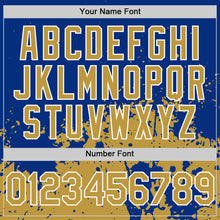 Laden Sie das Bild in den Galerie-Viewer, Custom Royal Old Gold-White Abstract Splatter Grunge Authentic Baseball Jersey
