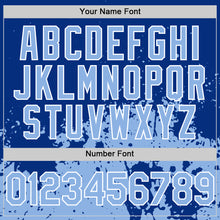 Charger l'image dans la galerie, Custom Royal Light Blue-White Abstract Splatter Grunge Authentic Baseball Jersey