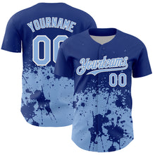 Charger l'image dans la galerie, Custom Royal Light Blue-White Abstract Splatter Grunge Authentic Baseball Jersey