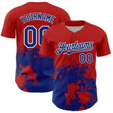 Load image into Gallery viewer, Custom Red Royal-White Abstract Splatter Grunge Authentic Baseball Jersey