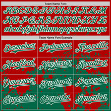 Laden Sie das Bild in den Galerie-Viewer, Custom Red Kelly Green-White Abstract Splatter Grunge Authentic Baseball Jersey