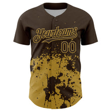 Charger l'image dans la galerie, Custom Brown Old Gold Abstract Splatter Grunge Authentic Baseball Jersey