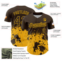 Load image into Gallery viewer, Custom Brown Yellow Abstract Splatter Grunge Authentic Baseball Jersey