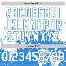 Charger l'image dans la galerie, Custom White Powder Blue Abstract Splatter Grunge Authentic Baseball Jersey