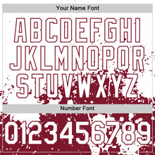 Charger l'image dans la galerie, Custom White Crimson Abstract Splatter Grunge Authentic Baseball Jersey