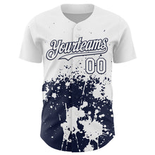 Charger l'image dans la galerie, Custom White Navy Abstract Splatter Grunge Authentic Baseball Jersey