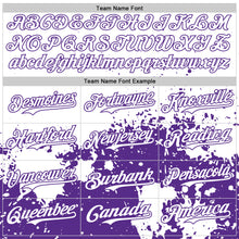 Laden Sie das Bild in den Galerie-Viewer, Custom White Purple Abstract Splatter Grunge Authentic Baseball Jersey