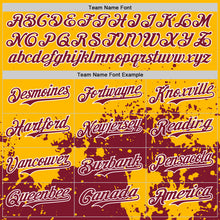 Загрузить изображение в средство просмотра галереи, Custom Gold Crimson-White Abstract Splatter Grunge Authentic Baseball Jersey