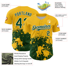 Load image into Gallery viewer, Custom Gold Green-White Abstract Splatter Grunge Authentic Baseball Jersey