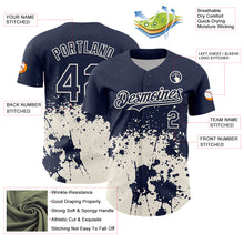 Laden Sie das Bild in den Galerie-Viewer, Custom Navy Cream Abstract Splatter Grunge Authentic Baseball Jersey