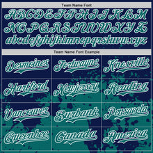 Загрузить изображение в средство просмотра галереи, Custom Navy Teal-White Abstract Splatter Grunge Authentic Baseball Jersey