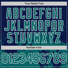 Загрузить изображение в средство просмотра галереи, Custom Navy Teal-White Abstract Splatter Grunge Authentic Baseball Jersey