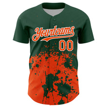 Загрузить изображение в средство просмотра галереи, Custom Green Orange-White Abstract Splatter Grunge Authentic Baseball Jersey