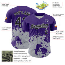 Load image into Gallery viewer, Custom Purple Black-Gray Abstract Splatter Grunge Authentic Baseball Jersey