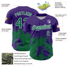 Load image into Gallery viewer, Custom Purple Kelly Green-White Abstract Splatter Grunge Authentic Baseball Jersey