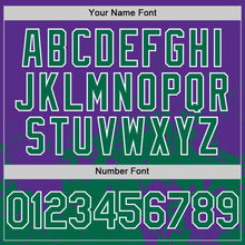 Load image into Gallery viewer, Custom Purple Kelly Green-White Abstract Splatter Grunge Authentic Baseball Jersey