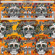 Load image into Gallery viewer, Custom Orange Black-White Sugar Skull Day of the Dead Mexican Folk Art Authentic Baseball Jersey
