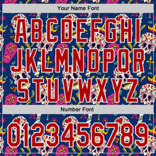 Charger l'image dans la galerie, Custom US Navy Blue Red-White Sugar Skull Day of the Dead Mexican Folk Art Authentic Baseball Jersey