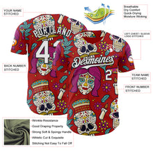Load image into Gallery viewer, Custom Red White-Black Sugar Skull Day of the Dead Mexican Folk Art Authentic Baseball Jersey
