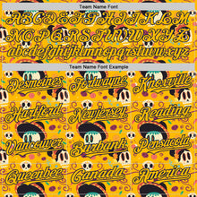 Laden Sie das Bild in den Galerie-Viewer, Custom Gold Navy Sugar Skull Day of the Dead Mexican Folk Art Authentic Baseball Jersey