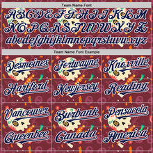 Charger l'image dans la galerie, Custom Burgundy Navy-White Sugar Skull Day of the Dead Mexican Folk Art Authentic Baseball Jersey
