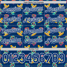 Load image into Gallery viewer, Custom Royal White Sugar Skull Day of the Dead Mexican Folk Art Authentic Baseball Jersey