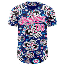 Load image into Gallery viewer, Custom Royal Pink-White Sugar Skull Day of the Dead Mexican Folk Art Authentic Baseball Jersey