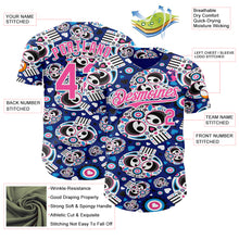 Load image into Gallery viewer, Custom Royal Pink-White Sugar Skull Day of the Dead Mexican Folk Art Authentic Baseball Jersey
