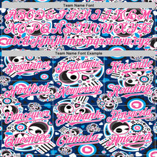 Load image into Gallery viewer, Custom Royal Pink-White Sugar Skull Day of the Dead Mexican Folk Art Authentic Baseball Jersey