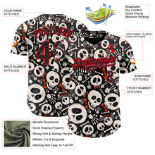 Load image into Gallery viewer, Custom Black Fire Red Sugar Skull Day of the Dead Mexican Folk Art Authentic Baseball Jersey