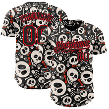 Load image into Gallery viewer, Custom Black Fire Red Sugar Skull Day of the Dead Mexican Folk Art Authentic Baseball Jersey