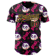 Загрузить изображение в средство просмотра галереи, Custom Black Navy Hot Pink-Gold Sugar Skull Day of the Dead Mexican Folk Art Authentic Baseball Jersey