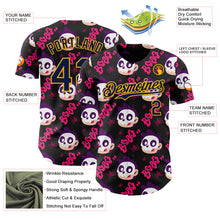 Загрузить изображение в средство просмотра галереи, Custom Black Navy Hot Pink-Gold Sugar Skull Day of the Dead Mexican Folk Art Authentic Baseball Jersey