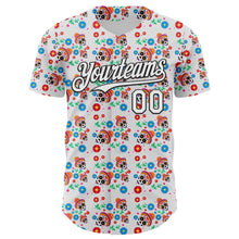 Load image into Gallery viewer, Custom White Black Sugar Skull Day of the Dead Mexican Folk Art Authentic Baseball Jersey