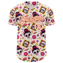 Charger l'image dans la galerie, Custom Cream Orange Sugar Skull Day of the Dead Mexican Folk Art Authentic Baseball Jersey