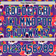 Load image into Gallery viewer, Custom Purple US Navy Blue-White Sugar Skull Day of the Dead Mexican Folk Art Authentic Baseball Jersey