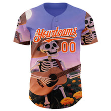 Load image into Gallery viewer, Custom Purple Orange-White Sugar Skull Day of the Dead Mexican Folk Art Authentic Baseball Jersey