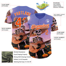 Load image into Gallery viewer, Custom Purple Orange-White Sugar Skull Day of the Dead Mexican Folk Art Authentic Baseball Jersey