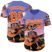 Load image into Gallery viewer, Custom Purple Orange-White Sugar Skull Day of the Dead Mexican Folk Art Authentic Baseball Jersey