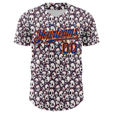 Charger l'image dans la galerie, Custom White US Navy Blue-Orange Sugar Skull Day of the Dead Mexican Folk Art Authentic Baseball Jersey