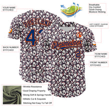 Charger l'image dans la galerie, Custom White US Navy Blue-Orange Sugar Skull Day of the Dead Mexican Folk Art Authentic Baseball Jersey
