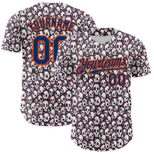 Charger l'image dans la galerie, Custom White US Navy Blue-Orange Sugar Skull Day of the Dead Mexican Folk Art Authentic Baseball Jersey