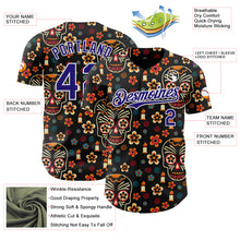 Charger l'image dans la galerie, Custom Black Dark Purple-White Sugar Skull Day of the Dead Mexican Folk Art Authentic Baseball Jersey